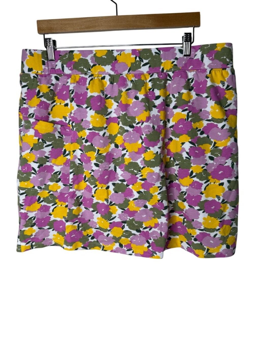 Denim & Co Womens XL Floral Skort Cotton Stretch Boho Resort Built In Shorts